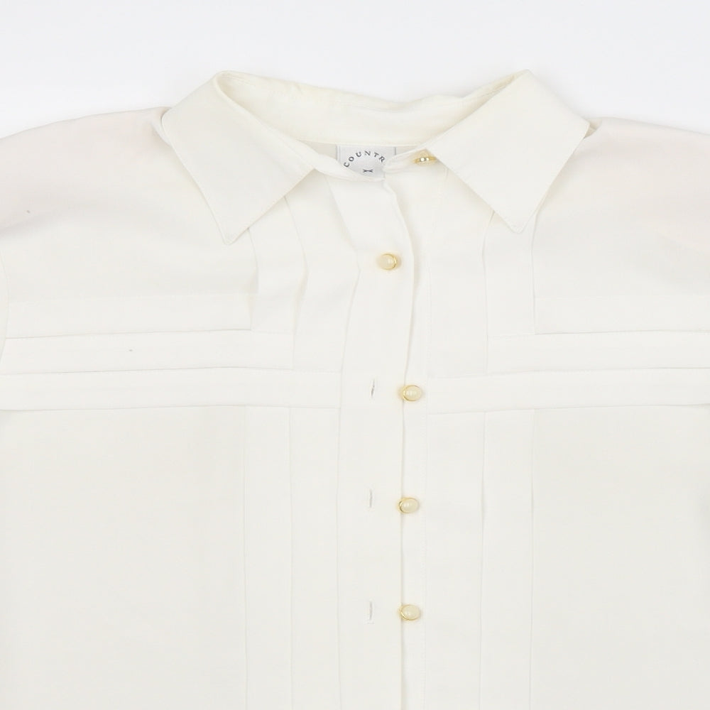 Womens UK Size M Country Casuals White Basic Button-Up