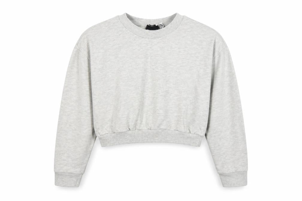 Front view of ASOS women’s grey pullover sweatshirt, size UK 16
