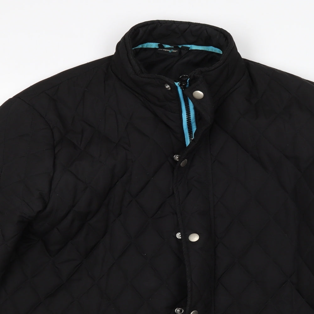 Close-up detail of Propeller women’s black quilted coat, size M