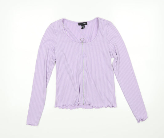 Womens UK Size 10 New Look Purple Full Zip Jumper