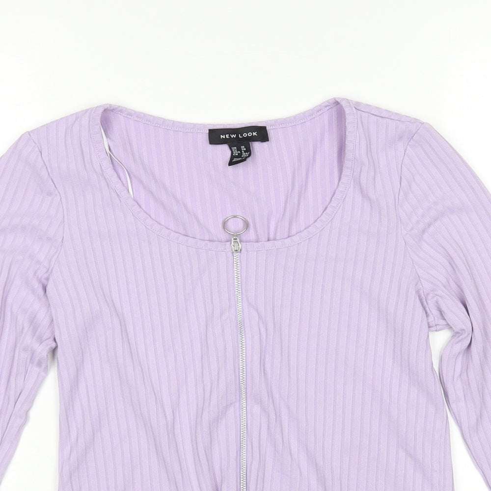 Womens UK Size 10 New Look Purple Full Zip Jumper