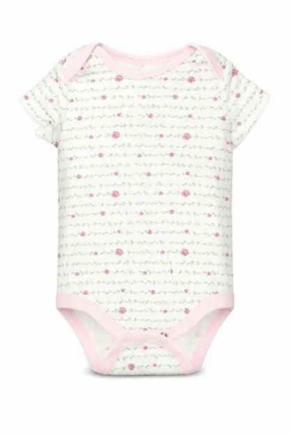 Front view of Kyle & Deena girls’ multicoloured floral leotard one-piece, size 3-6, months