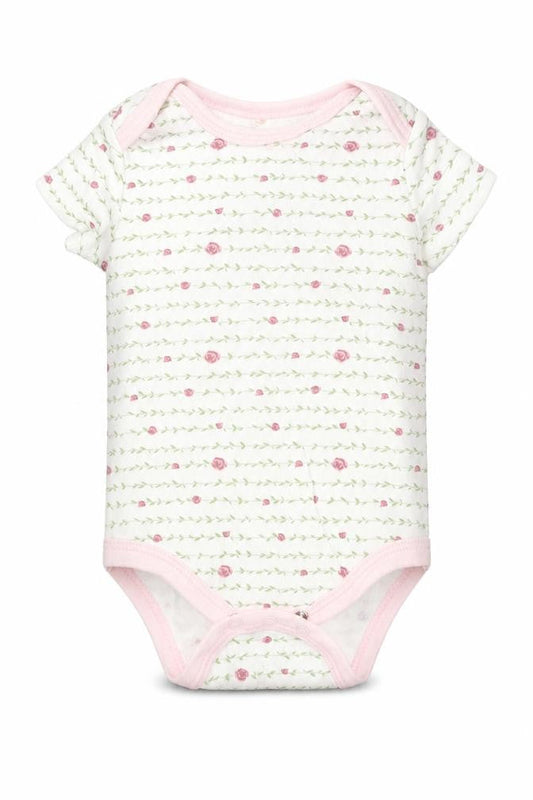 Front view of Kyle & Deena girls’ multicoloured floral leotard one-piece, size 3-6, months