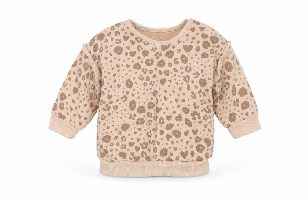 Front view of George girls’ brown animal print jumper, size 0-3, months