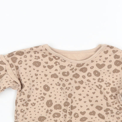 George Girls Brown Animal Print  Pullover Jumper Size 0-3 Months