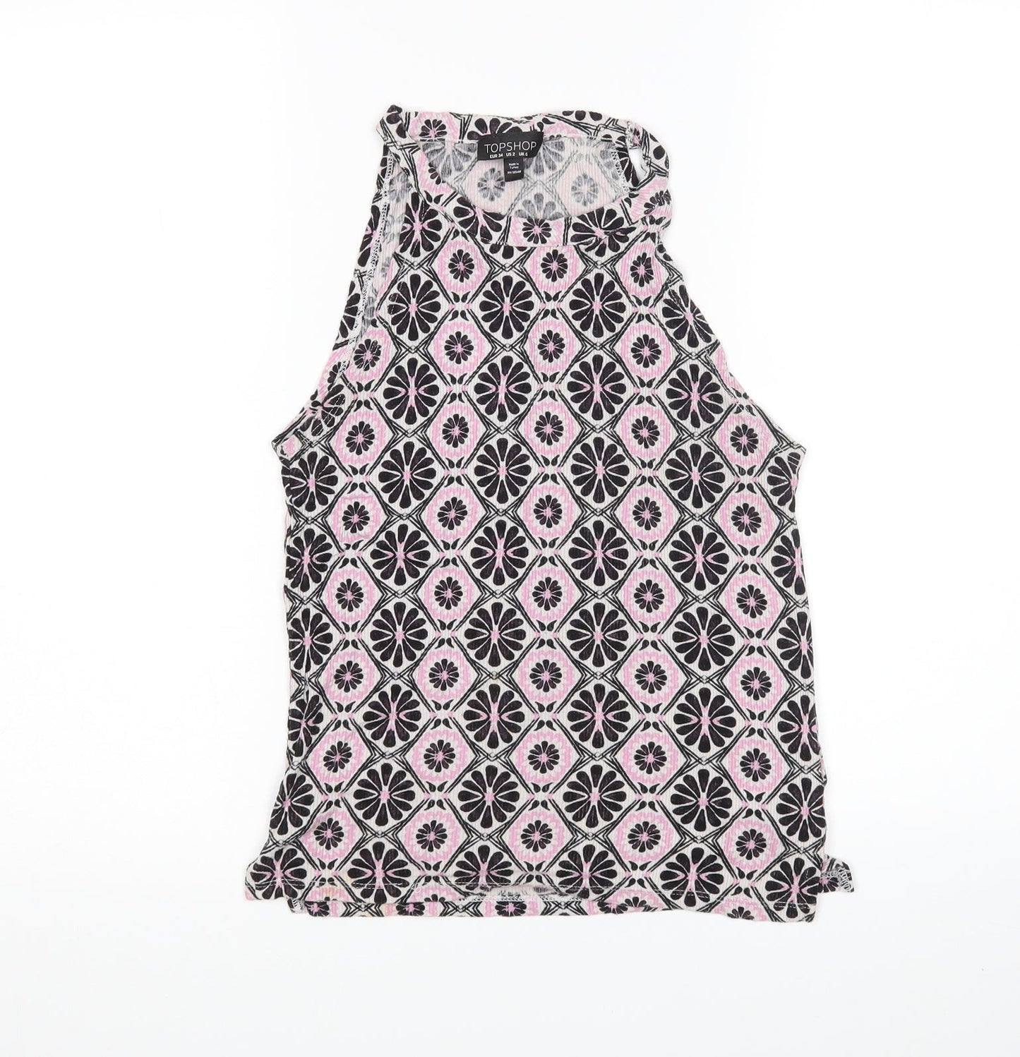 Womens UK Size 6 Topshop Multicoloured Basic Tank