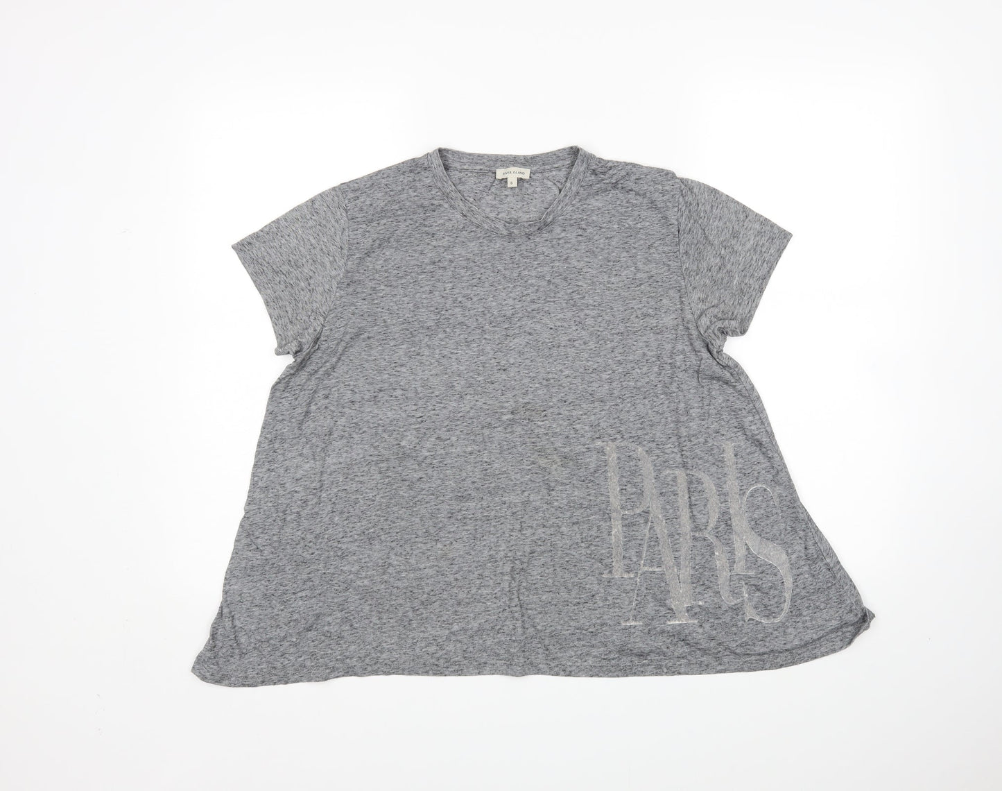 Womens UK Size 6 River Island Grey Basic T-Shirt