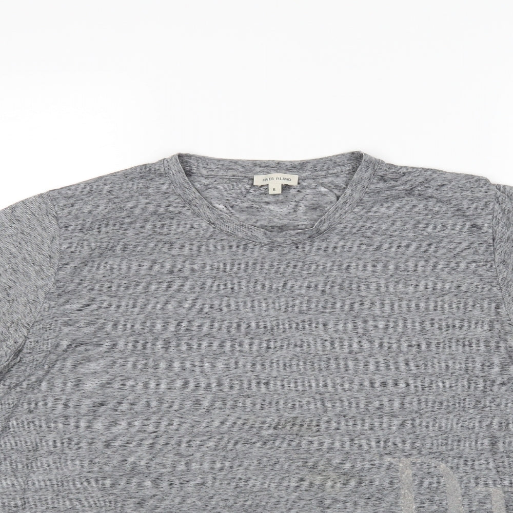 Womens UK Size 6 River Island Grey Basic T-Shirt