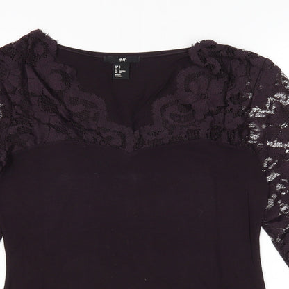 Womens UK Size S H&M Purple Basic Blouse