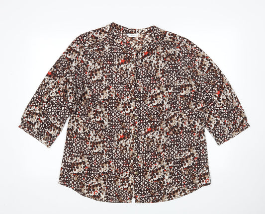 M&S Womens Multicoloured Animal Print  Basic Button-Up Size 16