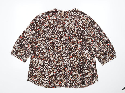 M&S Womens Multicoloured Animal Print  Basic Button-Up Size 16