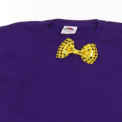 Fruit of the Loom Girls Purple   Basic T-Shirt Size 5-6 Years  - Bow Tie