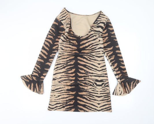 In the Style Womens Brown Animal Print  Pencil Dress  Size 10