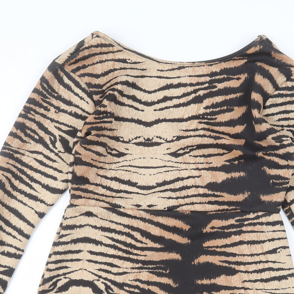 In the Style Womens Brown Animal Print  Pencil Dress  Size 10