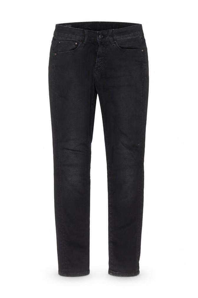 Front view of Preworn men’s black skinny jeans, size 29, in, 30-inch leg