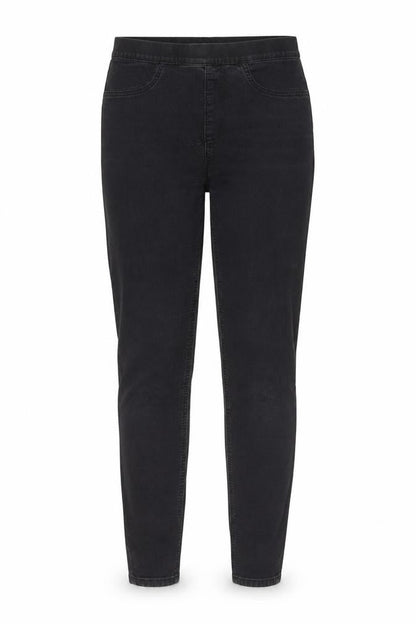Front view of Marks & Spencer women’s black straight jeans, size UK 10, 28-inch leg