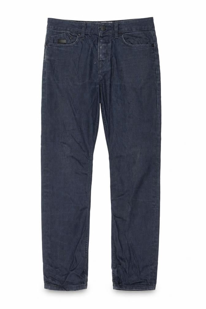 Front view of Preworn men’s blue straight jeans, size 32, in, 30-inch leg