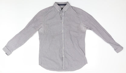 George Womens Blue Plaid  Basic Button-Up Size 16