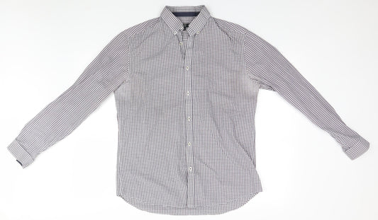 George Womens Blue Plaid  Basic Button-Up Size 16