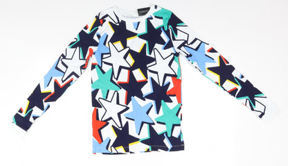 Dunnes Stores Boys White Geometric   Pyjama Top   - Stars