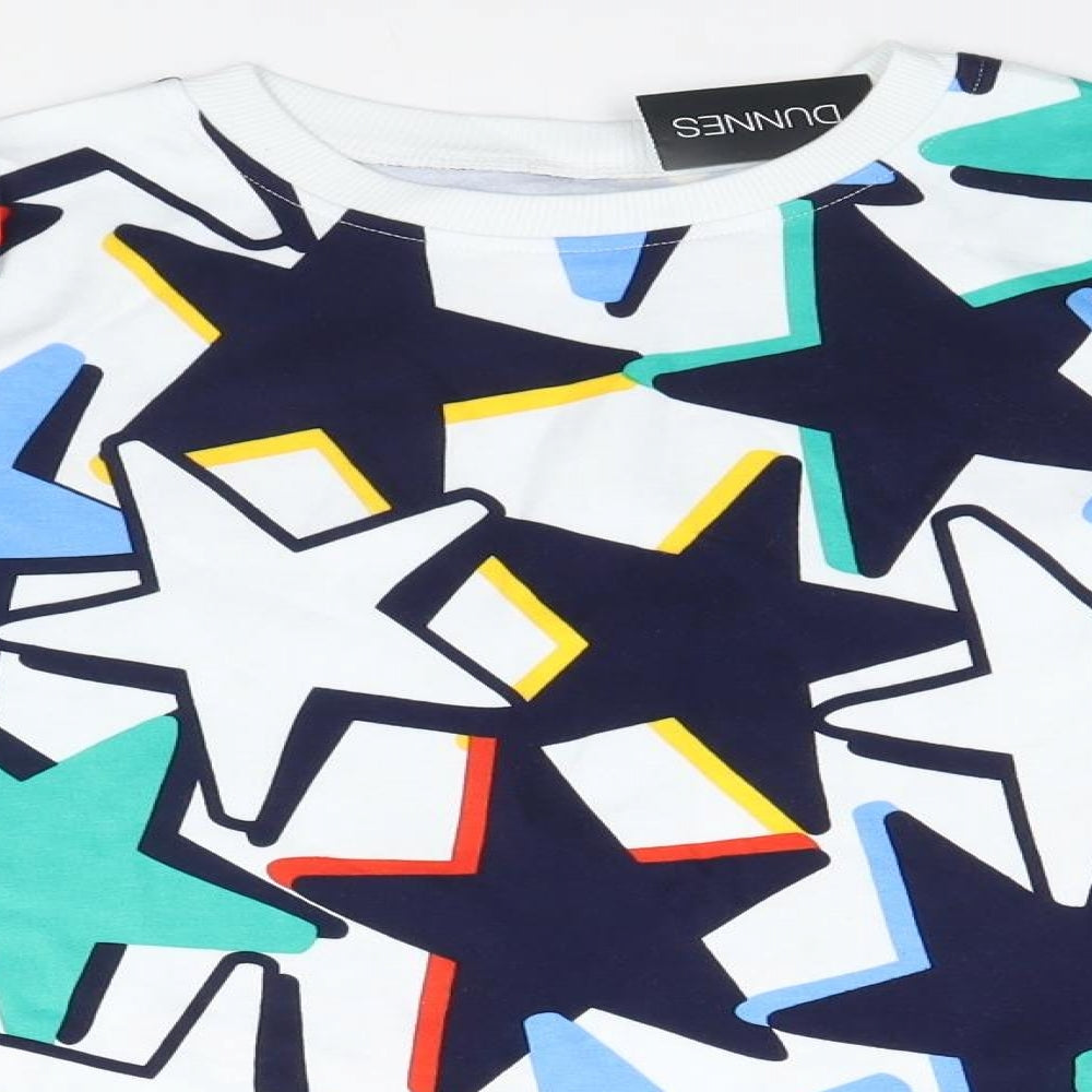 Dunnes Stores Boys White Geometric   Pyjama Top   - Stars