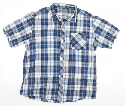 Wardrobe Mens Blue Plaid   Button-Up Size XL