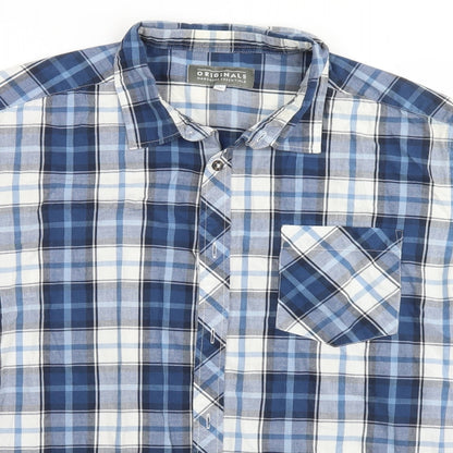 Wardrobe Mens Blue Plaid   Button-Up Size XL