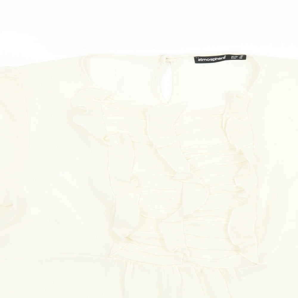 Womens UK Size 10 Atmosphere Ivory Basic Blouse
