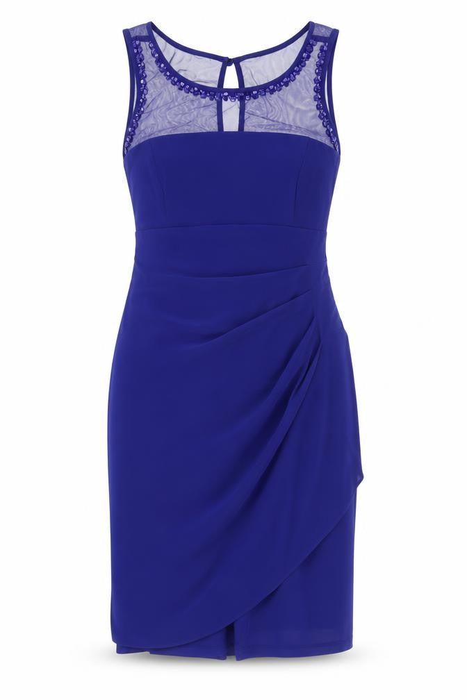Front view of Scarlett women’s blue pencil dress, size UK 10