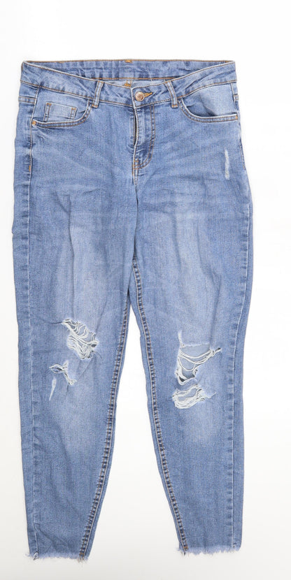 Womens UK Size 30 in FB sister Regular Fit Cropped Blue Jeans
