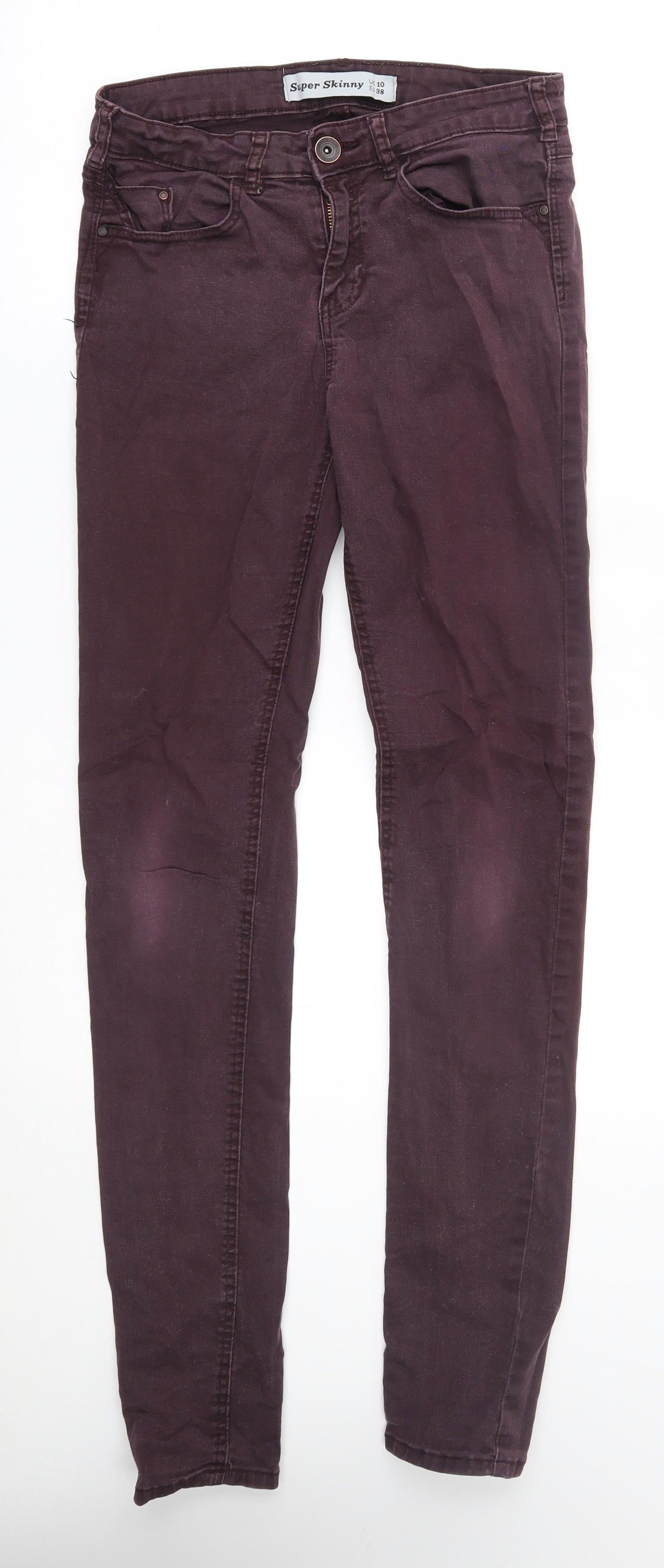 Womens UK Size 10 Preworn Regular Fit Skinny Red Jeans