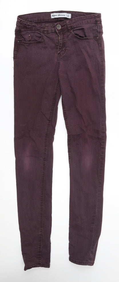 Womens UK Size 10 Preworn Regular Fit Skinny Red Jeans
