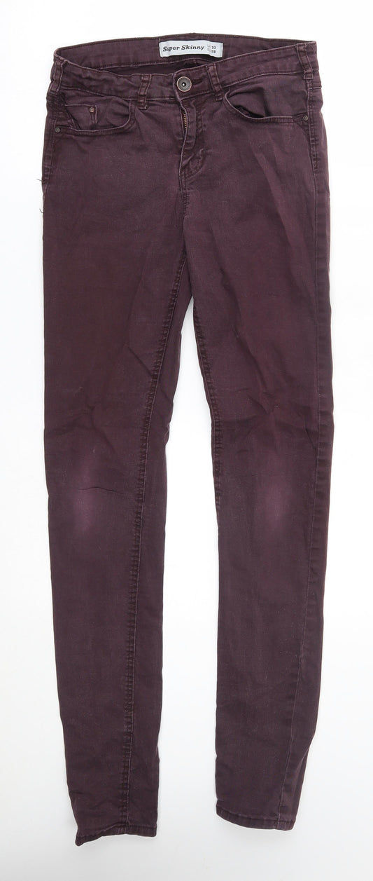 Womens UK Size 10 Preworn Regular Fit Skinny Red Jeans