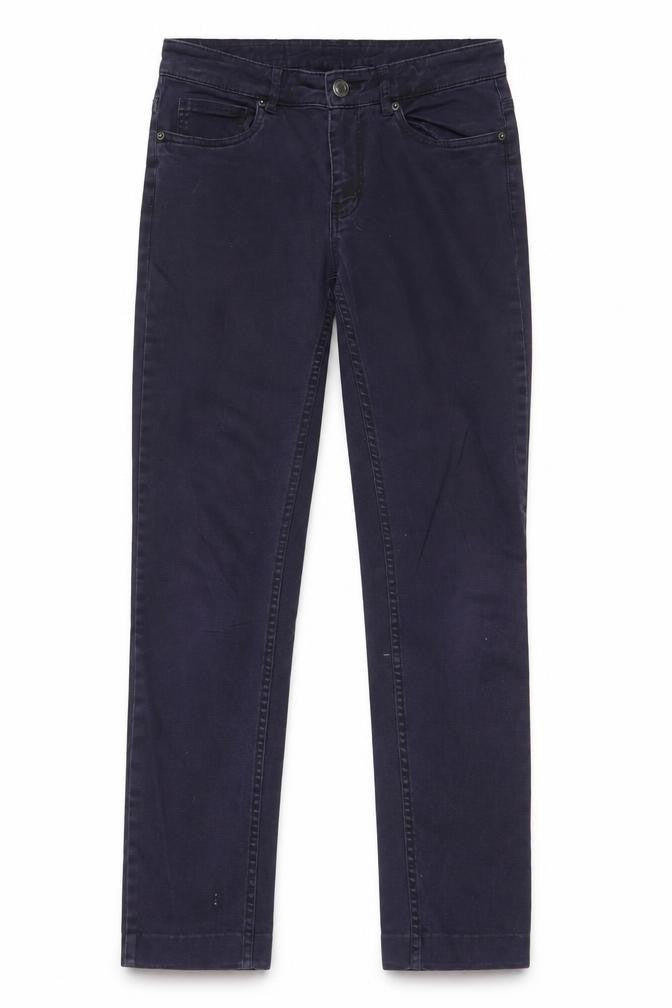 Front view of H&M women’s purple straight jeans, size UK 10, 25-inch leg