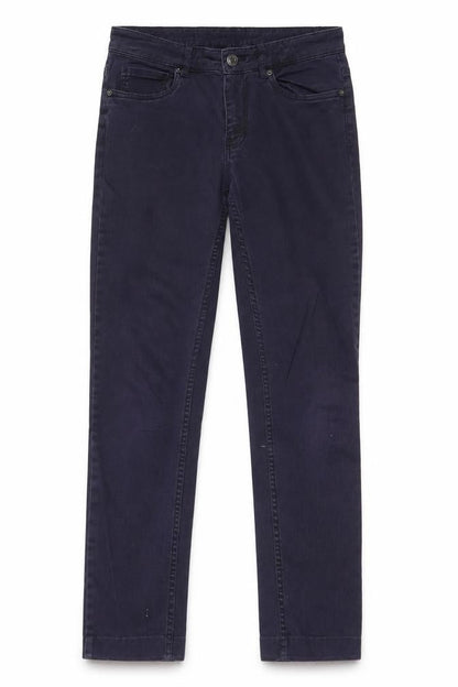 Front view of H&M women’s purple straight jeans, size UK 10, 25-inch leg