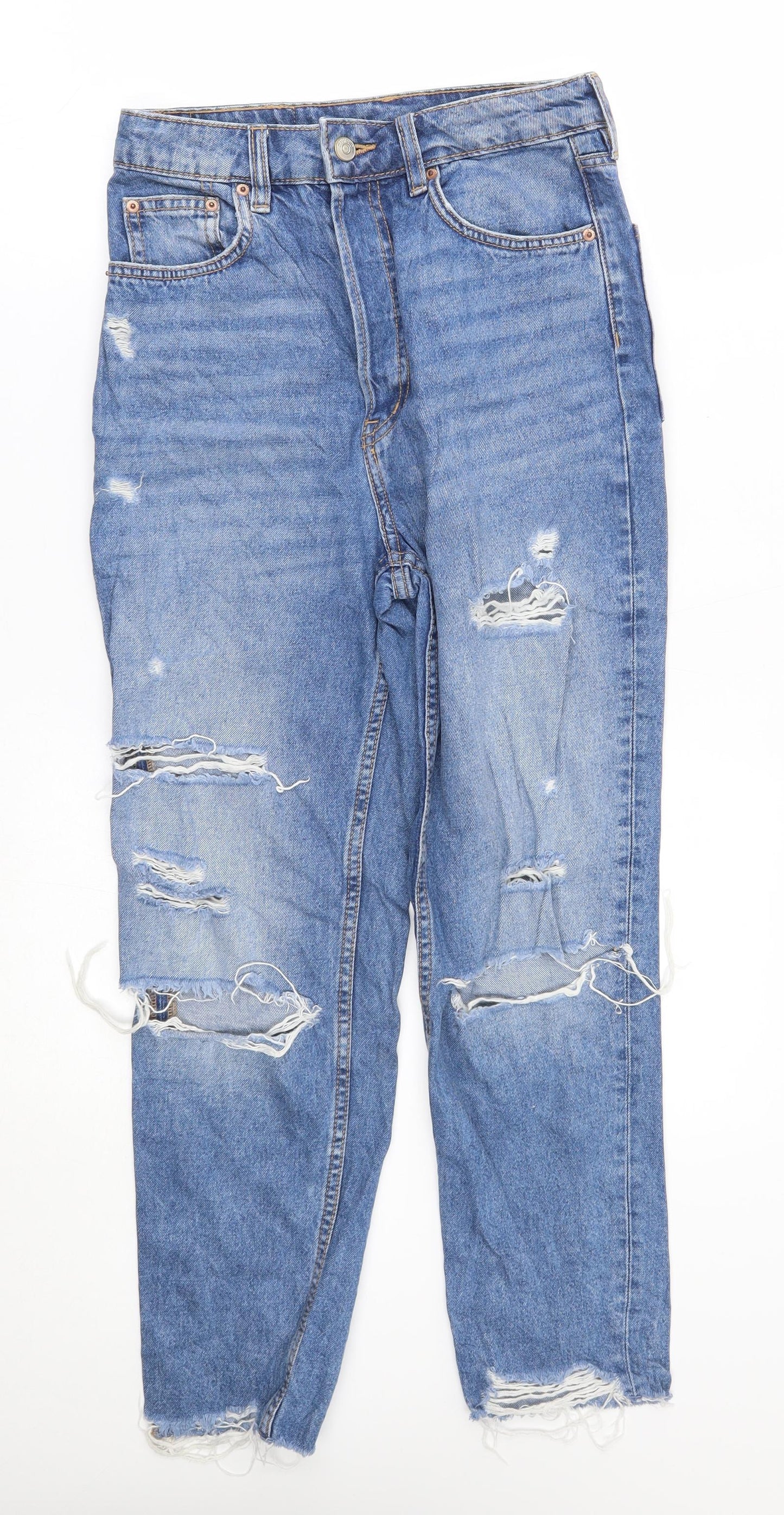 Womens UK Size 8 H&M Regular Fit Tapered Blue Jeans