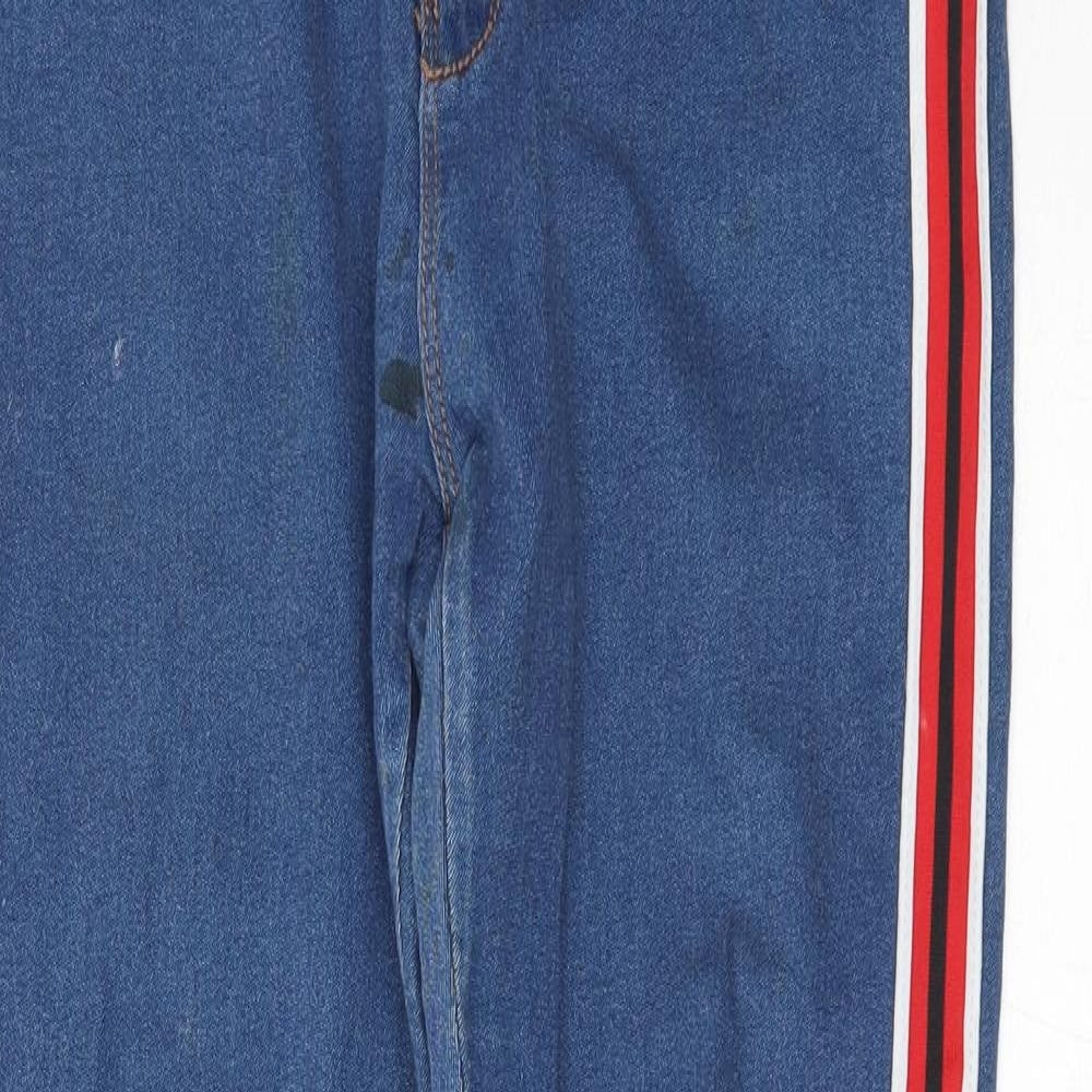Be Cool Womens Blue Striped  Skinny Jeans Size 8 L28 in