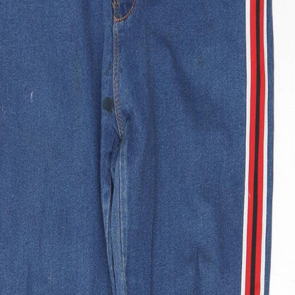 Be Cool Womens Blue Striped  Skinny Jeans Size 8 L28 in