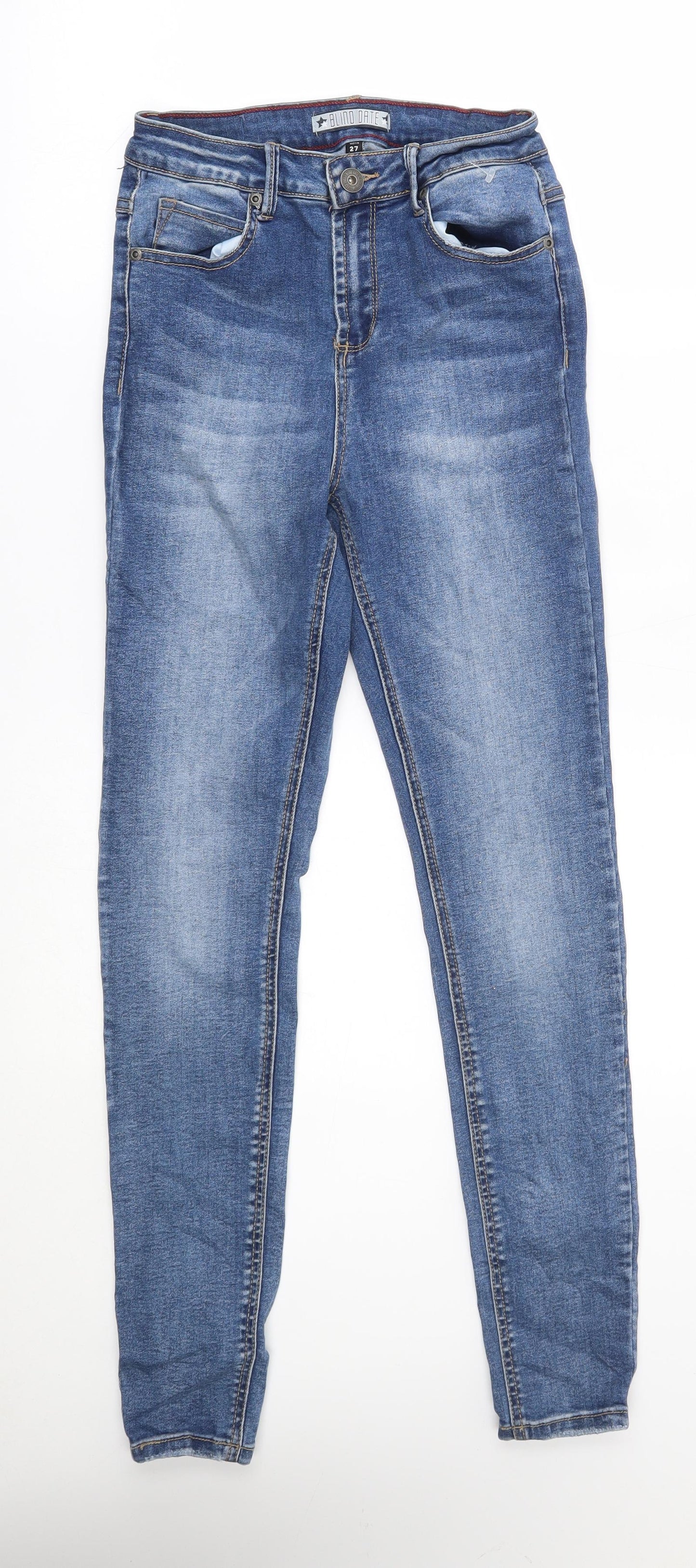 Womens UK Size 27 in Blind date Regular Fit Skinny Blue Jeans