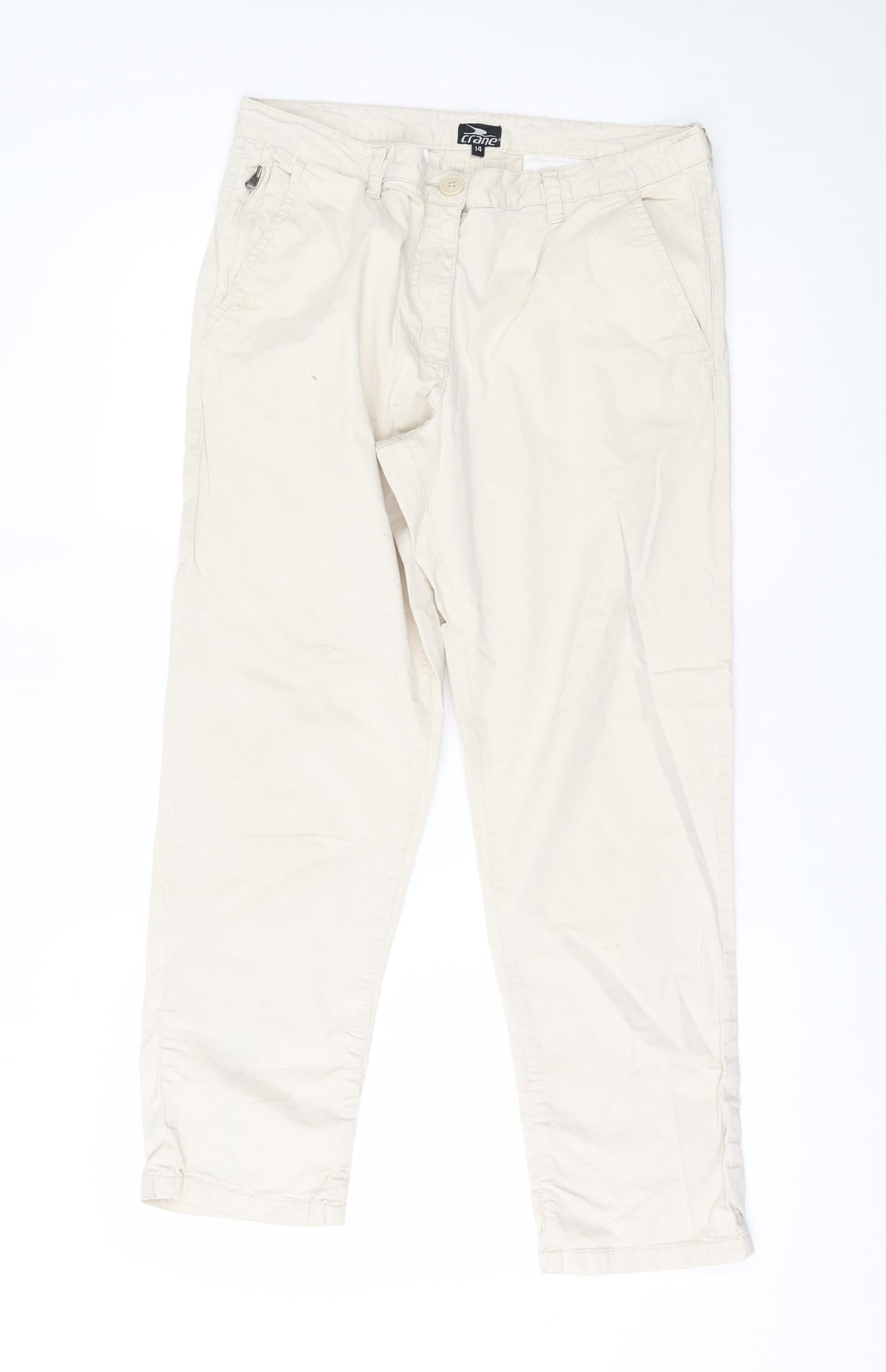 Crane Womens Beige   Chino Trousers Size 14 L24 in