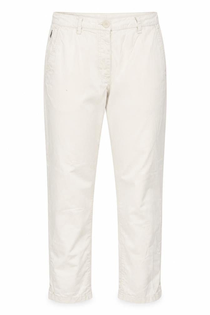 Front view of Crane women’s beige chino trousers, size UK 14, 24-inch leg