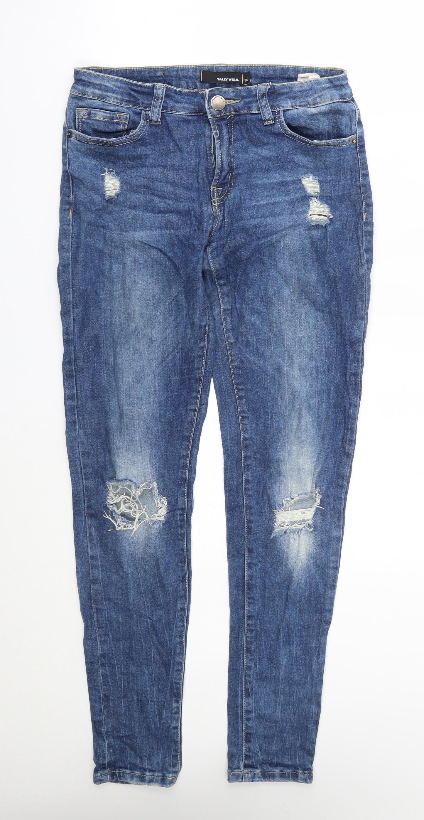 Womens UK Size 8 TALLY WEiJL Regular Fit Skinny Blue Jeans