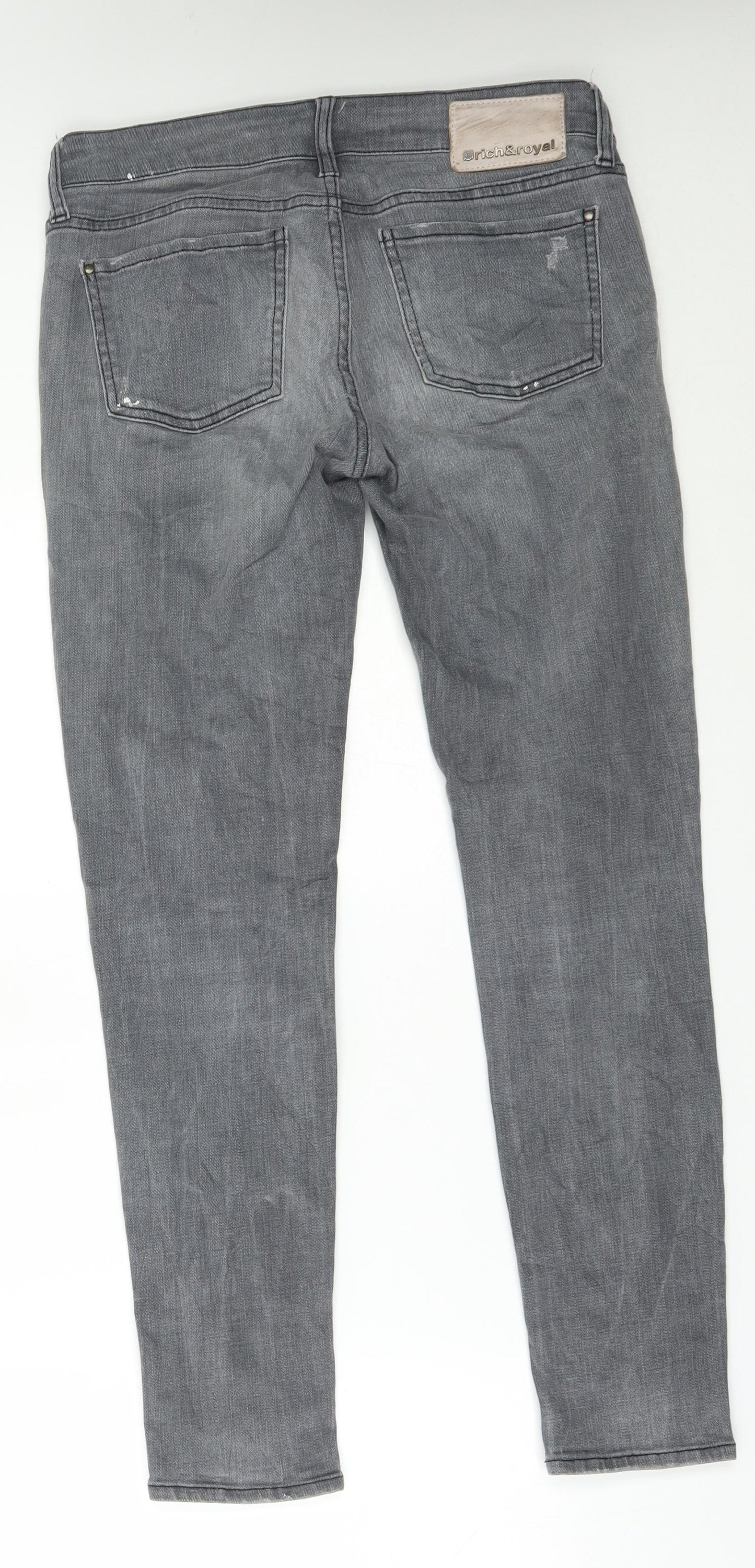 Rich & Royal Womens Grey   Skinny Jeans Size 28 L30 in