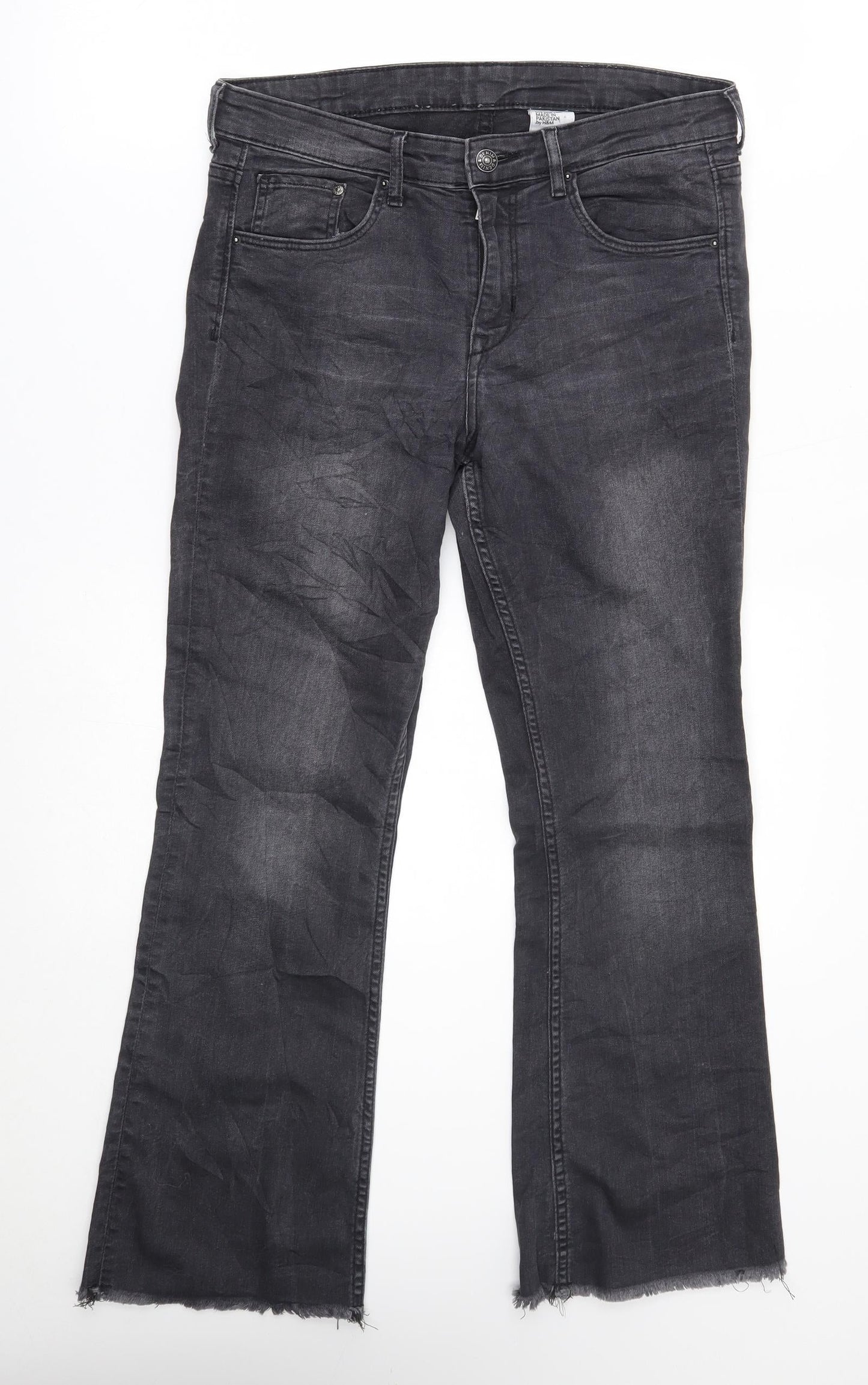 Womens UK Size 29 H&M Regular Fit Flared Black Jeans