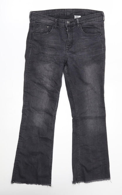 Womens UK Size 29 H&M Regular Fit Flared Black Jeans