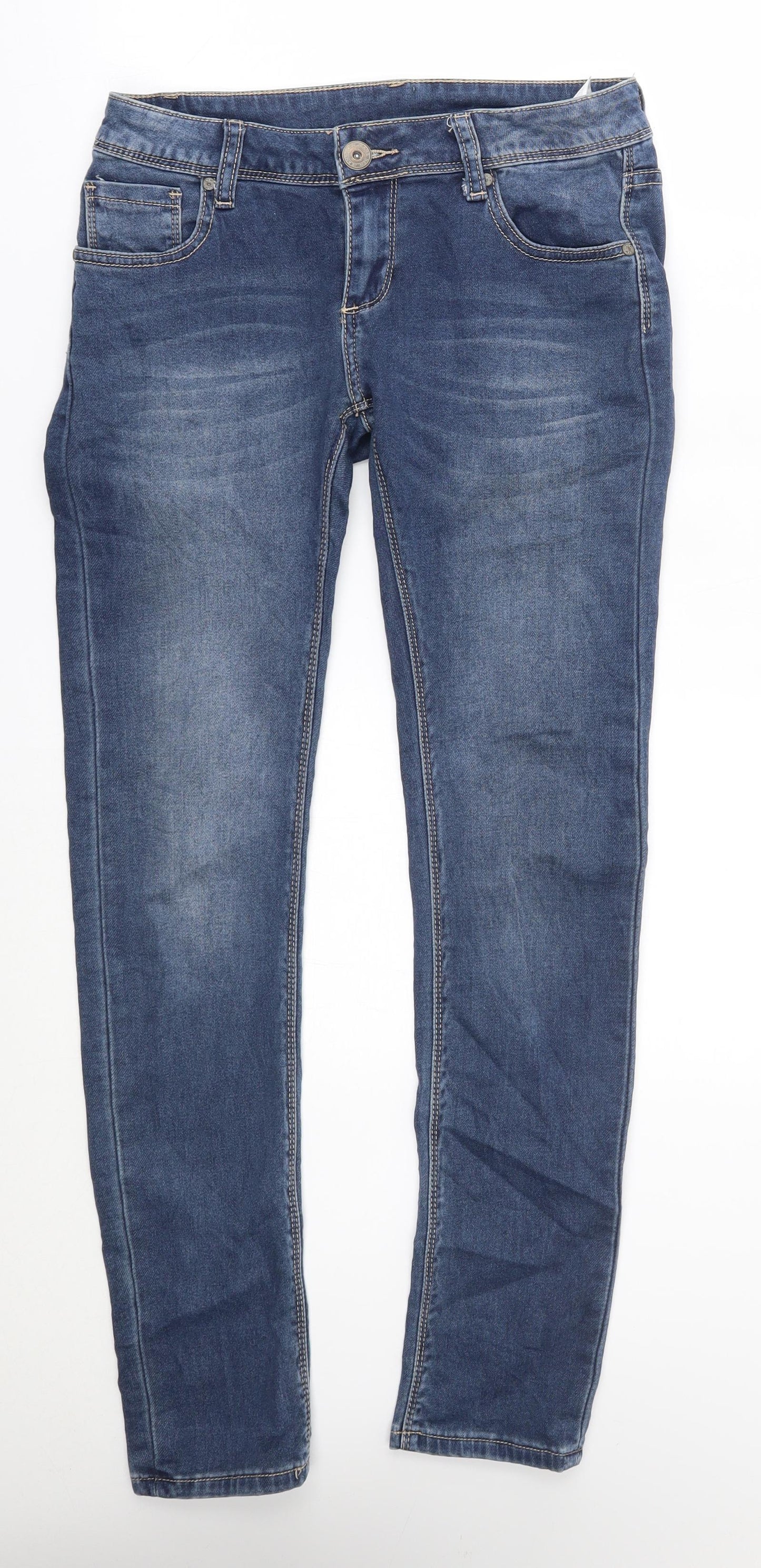 Womens UK Size L Preworn Regular Fit Straight Blue Jeans