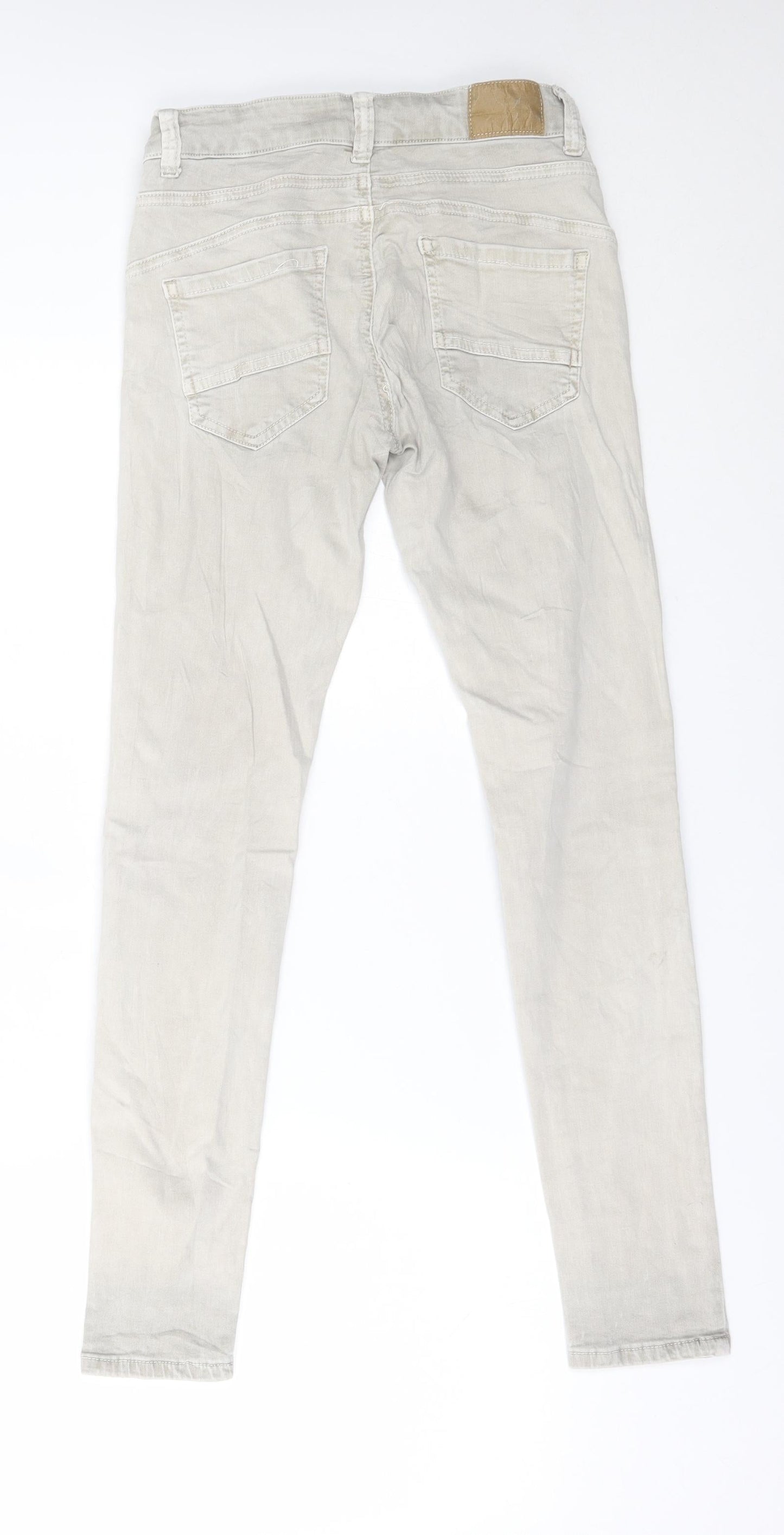 Womens UK Size XS Preworn Regular Fit Skinny Beige Jeans