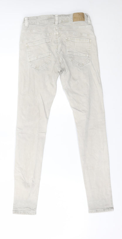 Womens UK Size XS Preworn Regular Fit Skinny Beige Jeans