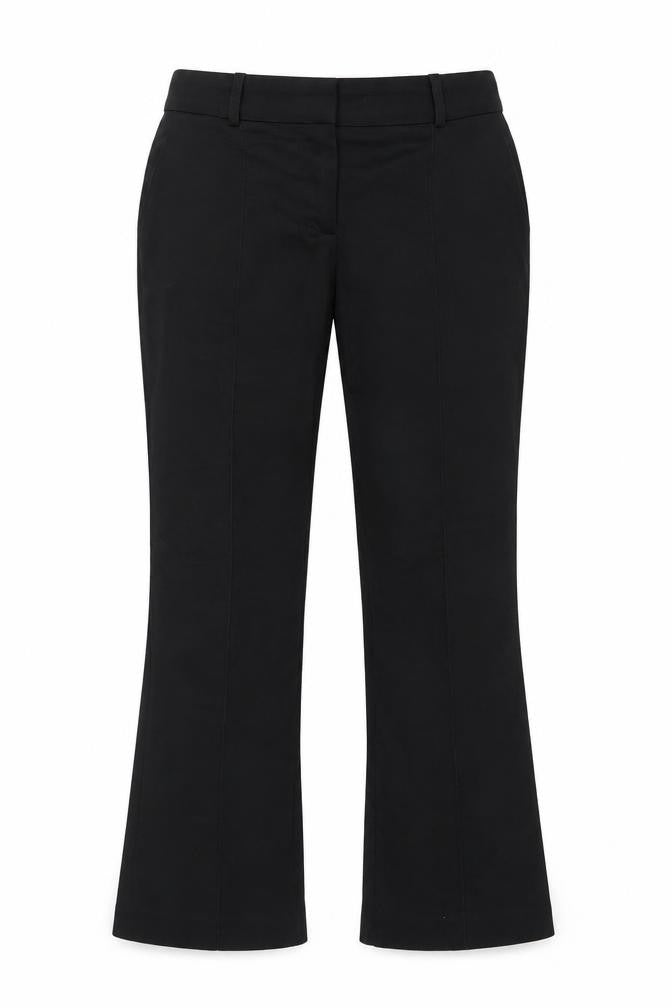 Front view of monnari women’s black trousers, size UK 12, 23-inch leg