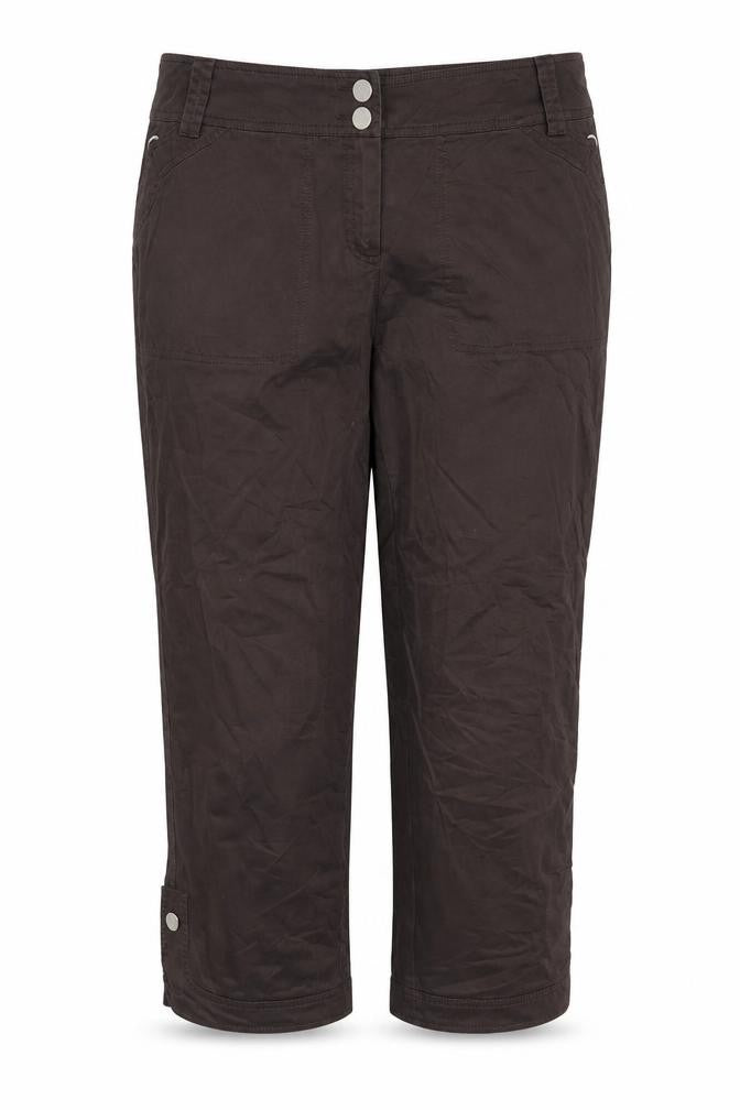Front view of zucchero women’s brown trousers, size UK 10, 27-inch leg
